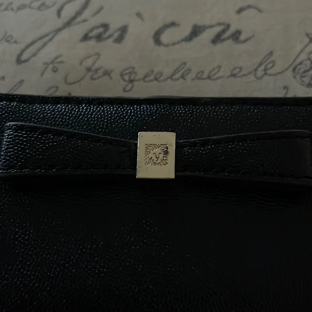 Beautiful Anne Klein Card Holder & Phone Case. Black Leather w/ snap closure